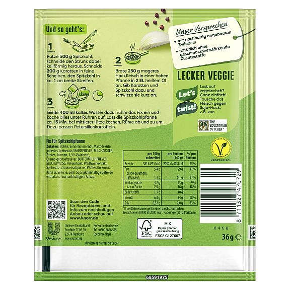 KNORR FIX SPITZKOHL PFANNE 2 - 3 PORTIONEN 36G