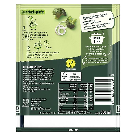 KNORR FEINSCHMECKER BROCCOLICREMESUPPE 2 TELLER - ERG. 500ML