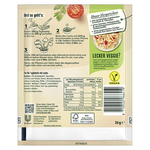 KNORR FIX -  NATUERLICH LECKER! TAGLIATELLE LACHS 36G